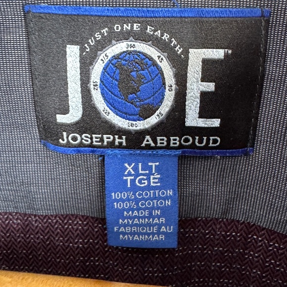 JOE Joseph Abboud Men's XLT Button‎ Shirt Herringbone Check Burgundy-Plum Soft - Picture 2 of 13